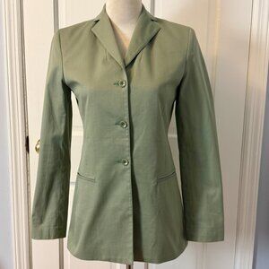 VTG 1990s-Y2K Laundry by Shelli Segal Sage Green Cotton Workwear Blazer, Size 4